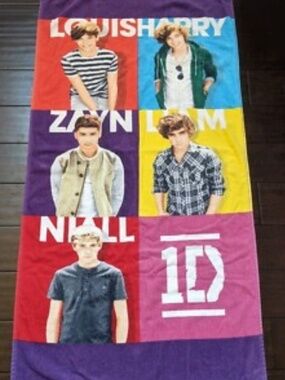 One Direction 2013 Beach Towel Harry Styles Liam Zayn Niall Louis 1D 28 x 58 New